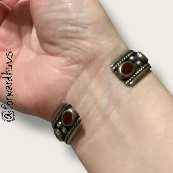 Mexican Sterling Silver Enamel Cuff – TL-126 – Marked 925 – 32.49g - Picture 7 of 9